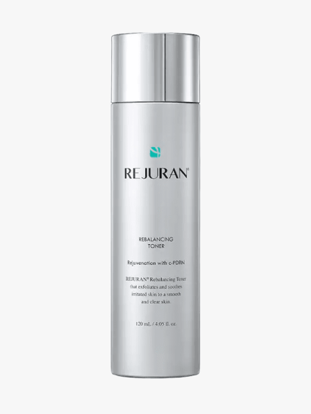 Rejuran Rebalancing Toner in branded component on a light gray background