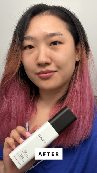 Han after applying the Lolavie Glossing Detangler