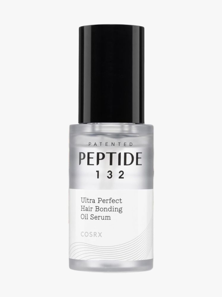 CosRx Peptide 132 Hair Bonding Oil Serum in branded component on a light gray background