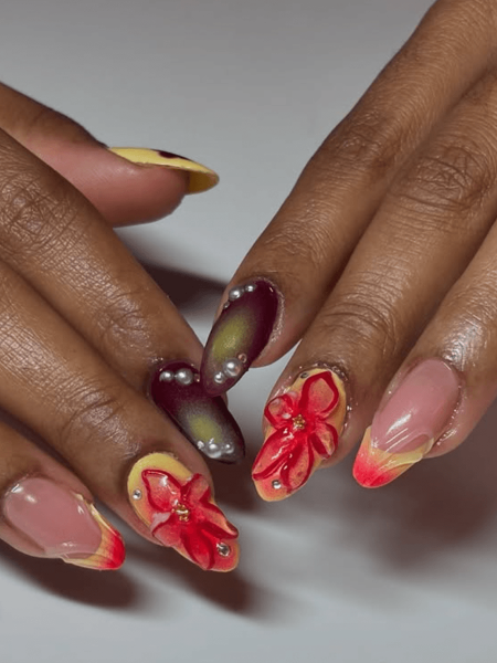 3D gel flower nails